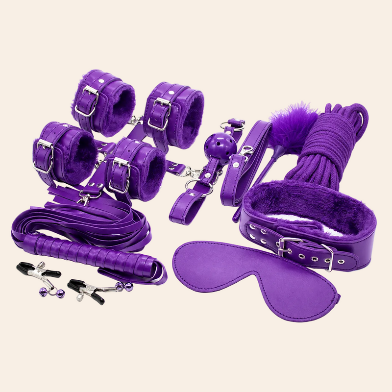 Beginner's Bondage Kit (10 Piece) in Purple