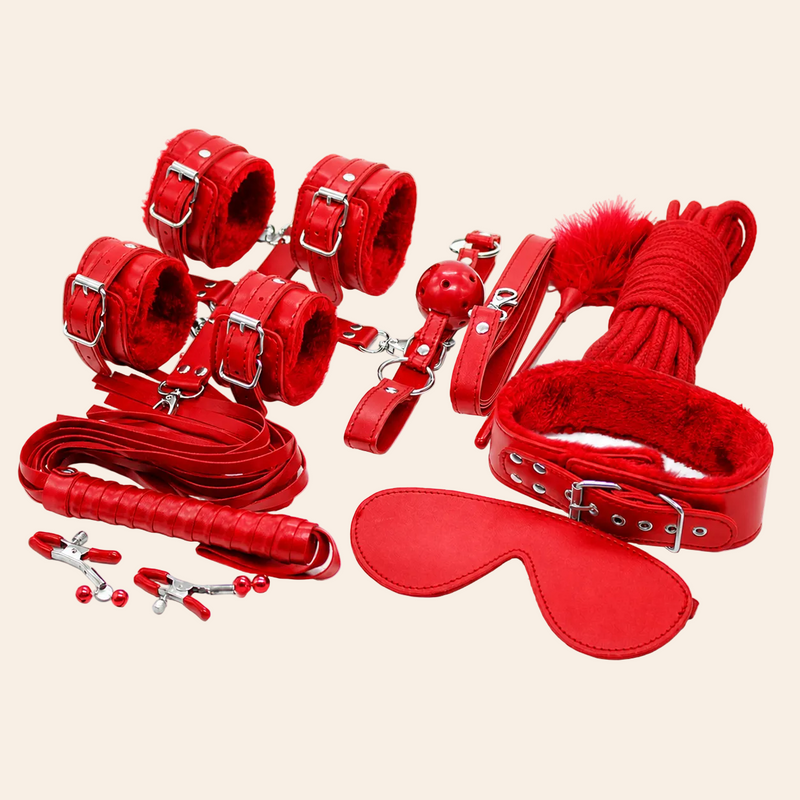Beginner's Bondage Kit (10 Piece) in Red